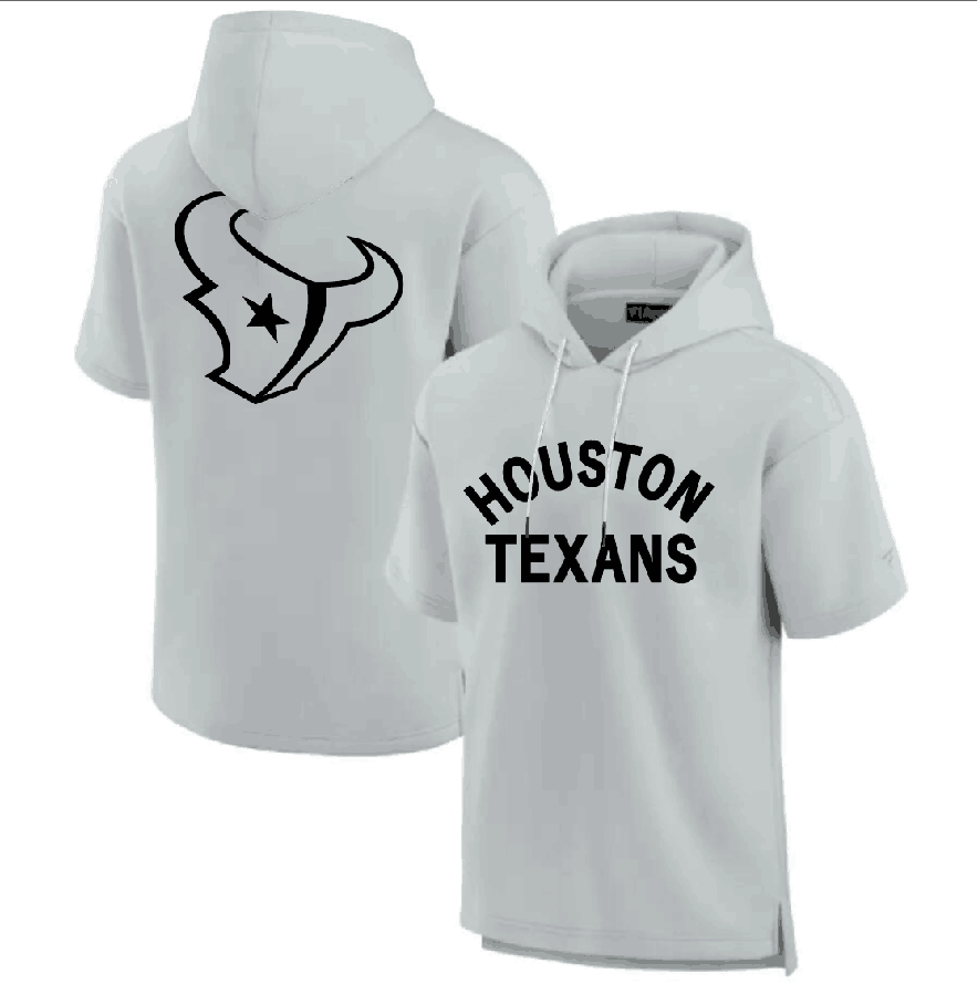 Men's Gray Houston Texans Super Soft Fleece Short Sleeve Hoodie